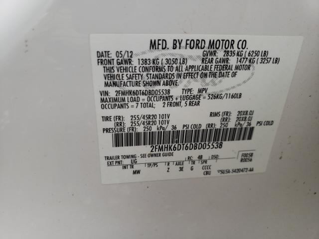 Photo 9 VIN: 2FMHK6DT6DBD05538 - FORD FLEX LIMIT 