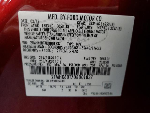 Photo 12 VIN: 2FMHK6DT7DBD01837 - FORD FLEX LIMIT 