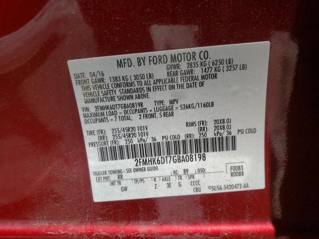 Photo 9 VIN: 2FMHK6DT7GBA08198 - FORD FLEX LIMIT 