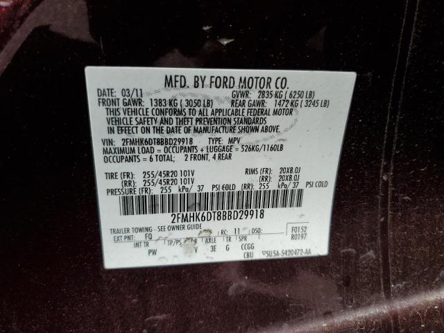 Photo 9 VIN: 2FMHK6DT8BBD29918 - FORD FLEX LIMIT 