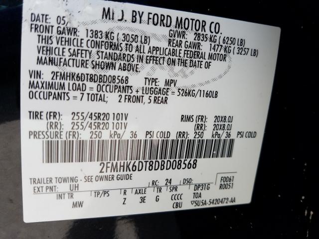 Photo 9 VIN: 2FMHK6DT8DBD08568 - FORD FLEX LIMIT 