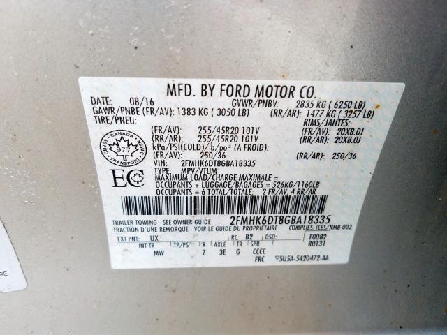 Photo 9 VIN: 2FMHK6DT8GBA18335 - FORD FLEX LIMIT 