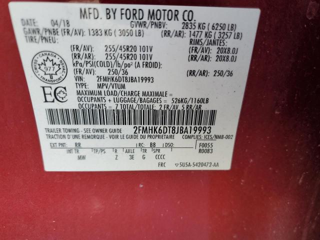 Photo 12 VIN: 2FMHK6DT8JBA19993 - FORD FLEX LIMIT 