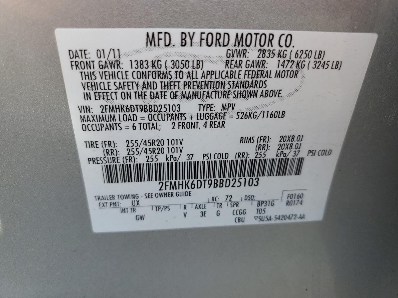 Photo 12 VIN: 2FMHK6DT9BBD25103 - FORD FLEX 