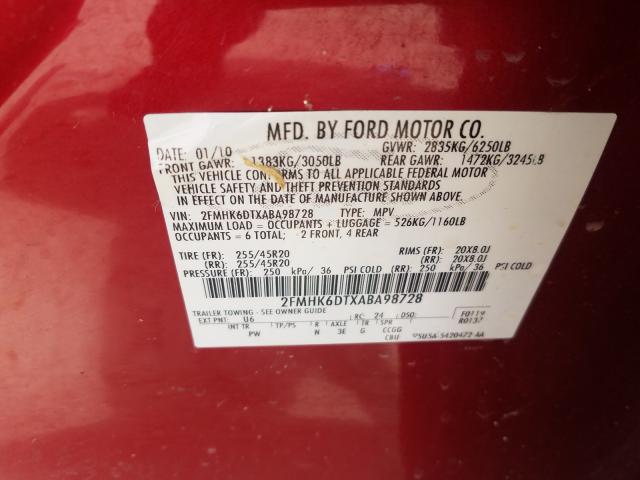 Photo 9 VIN: 2FMHK6DTXABA98728 - FORD FLEX LIMIT 