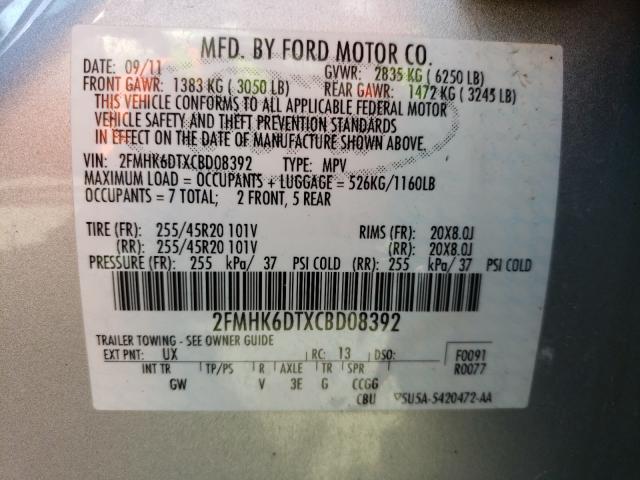 Photo 9 VIN: 2FMHK6DTXCBD08392 - FORD FLEX LIMIT 