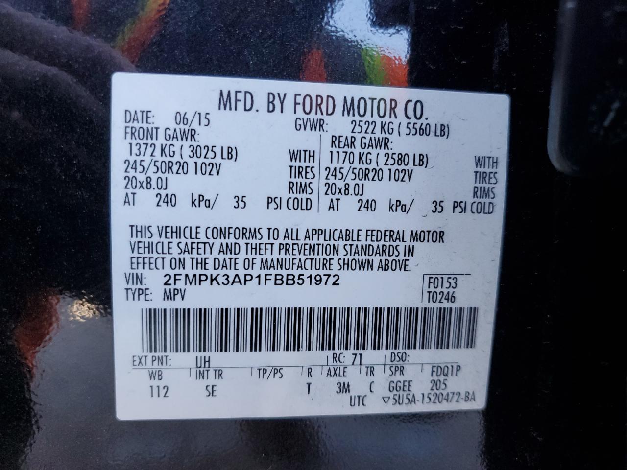 Photo 11 VIN: 2FMPK3AP1FBB51972 - FORD EDGE 