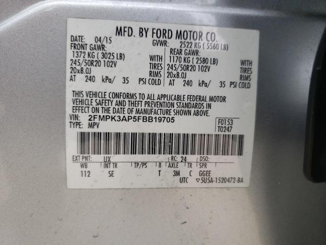 Photo 12 VIN: 2FMPK3AP5FBB19705 - FORD EDGE SPORT 