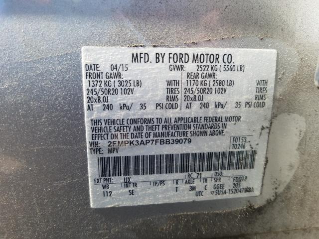 Photo 9 VIN: 2FMPK3AP7FBB39079 - FORD EDGE 