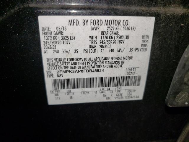 Photo 9 VIN: 2FMPK3AP8FBB46834 - FORD EDGE SPORT 