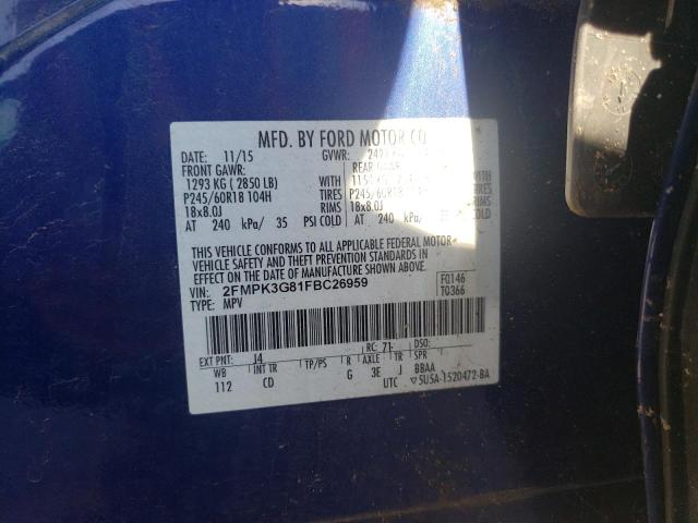 Photo 9 VIN: 2FMPK3G81FBC26959 - FORD EDGE SE 