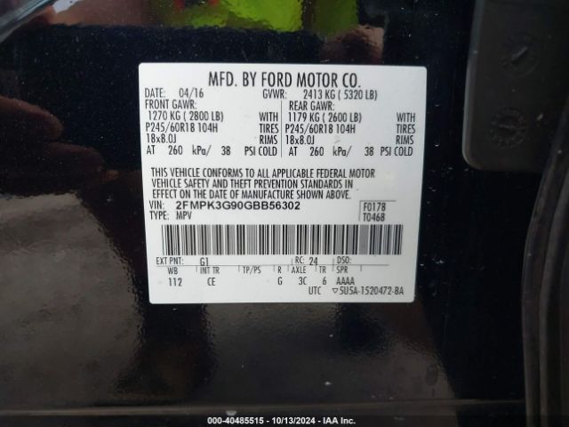 Photo 8 VIN: 2FMPK3G90GBB56302 - FORD EDGE 