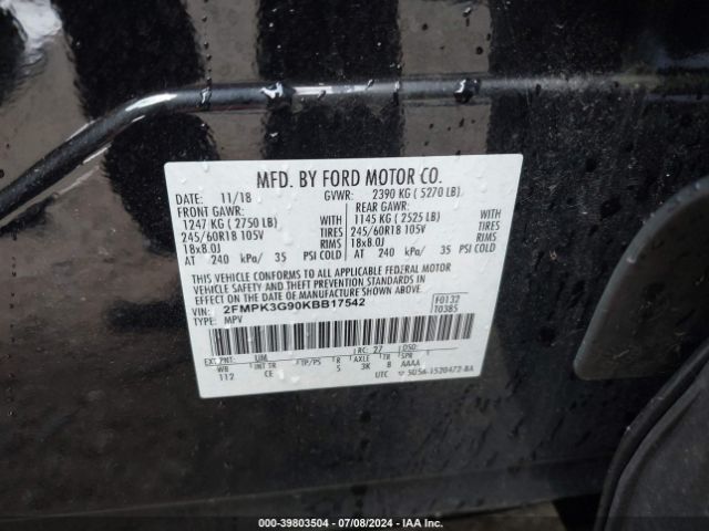 Photo 8 VIN: 2FMPK3G90KBB17542 - FORD EDGE 