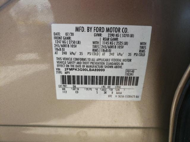 Photo 12 VIN: 2FMPK3G90LBA89999 - FORD EDGE SE 