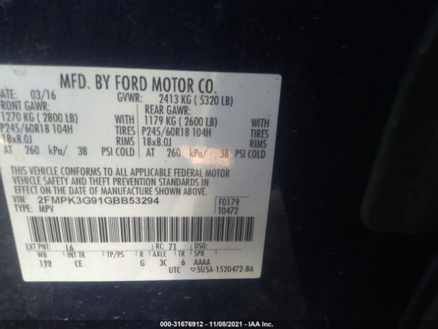 Photo 8 VIN: 2FMPK3G91GBB53294 - FORD EDGE 