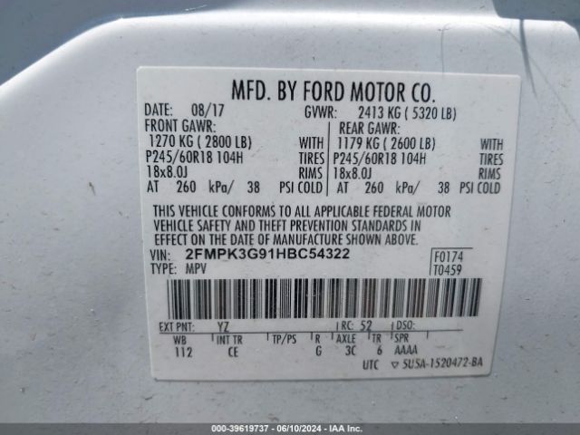 Photo 8 VIN: 2FMPK3G91HBC54322 - FORD EDGE 