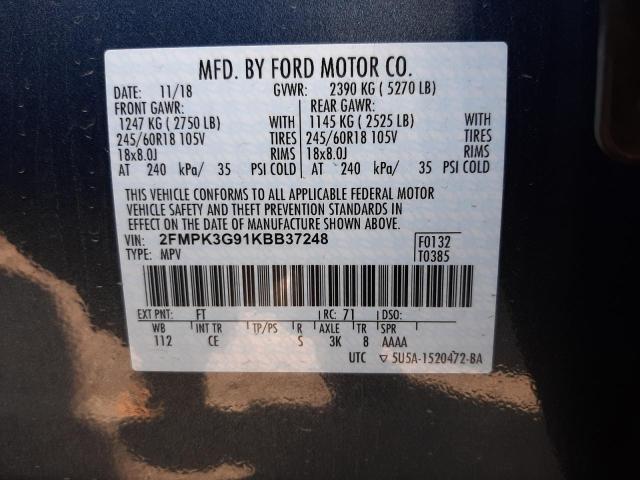 Photo 9 VIN: 2FMPK3G91KBB37248 - FORD EDGE SE 