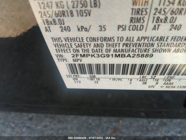 Photo 8 VIN: 2FMPK3G91MBA25889 - FORD EDGE 