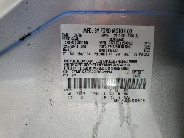 Photo 12 VIN: 2FMPK3G92GBC31114 - FORD EDGE SE 