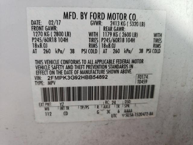 Photo 12 VIN: 2FMPK3G92HBB54892 - FORD EDGE SE 