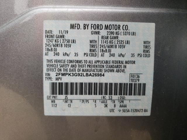 Photo 9 VIN: 2FMPK3G92LBA26984 - FORD EDGE SE 