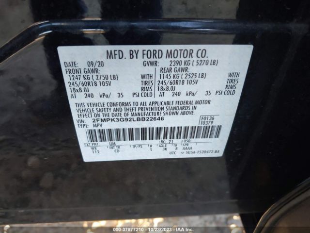 Photo 8 VIN: 2FMPK3G92LBB22646 - FORD EDGE 