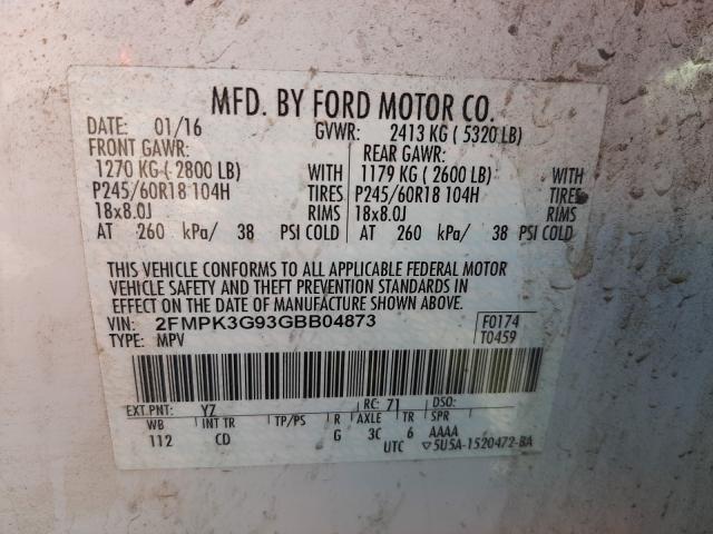 Photo 9 VIN: 2FMPK3G93GBB04873 - FORD EDGE SE 