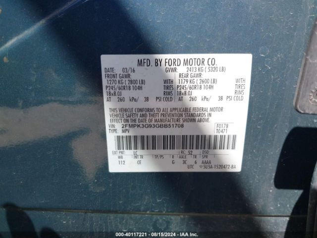 Photo 8 VIN: 2FMPK3G93GBB51708 - FORD EDGE 