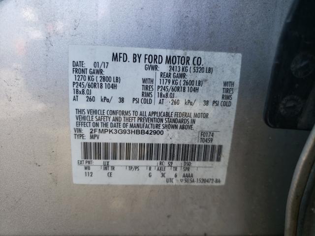 Photo 9 VIN: 2FMPK3G93HBB42900 - FORD EDGE SE 