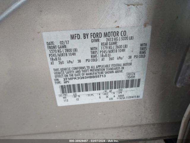 Photo 8 VIN: 2FMPK3G93HBB55713 - FORD EDGE 