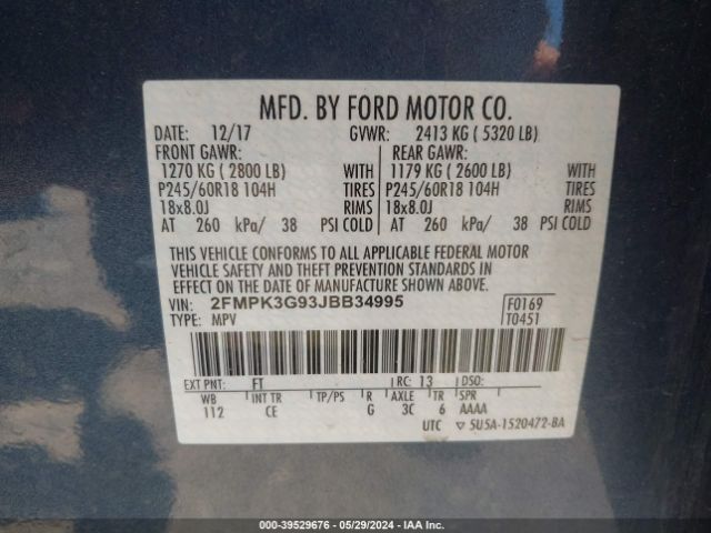 Photo 8 VIN: 2FMPK3G93JBB34995 - FORD EDGE 