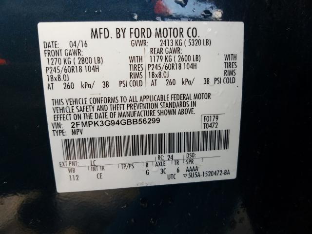 Photo 9 VIN: 2FMPK3G94GBB56299 - FORD EDGE SE 