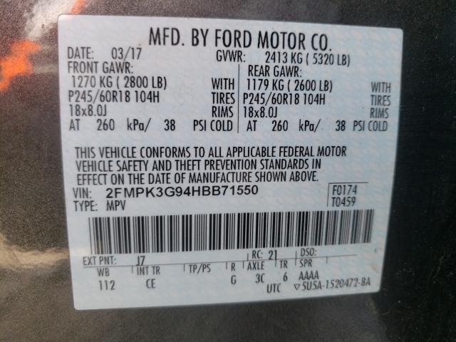 Photo 9 VIN: 2FMPK3G94HBB71550 - FORD EDGE SE 