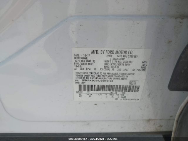 Photo 8 VIN: 2FMPK3G94JBB10138 - FORD EDGE 