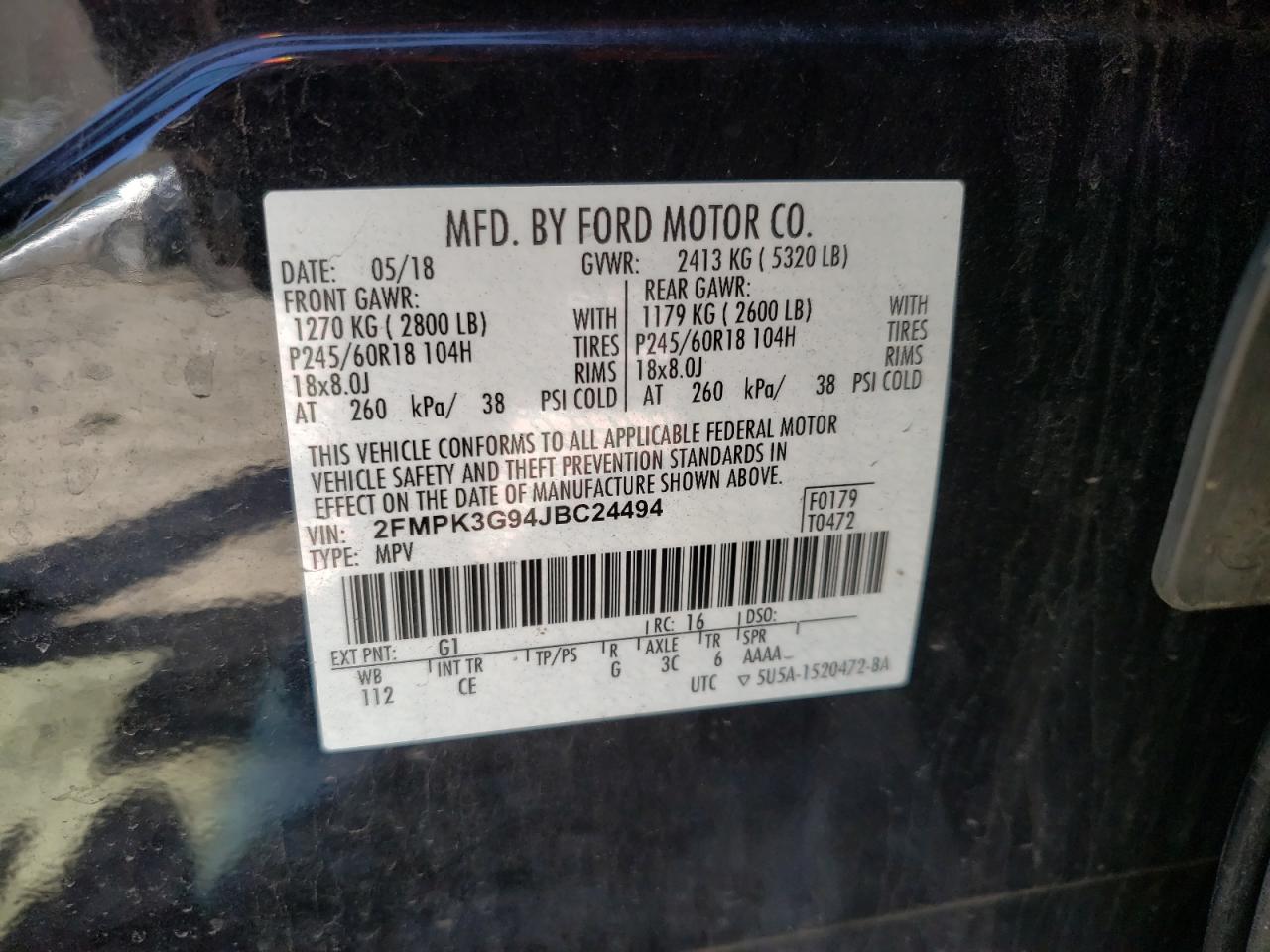 Photo 12 VIN: 2FMPK3G94JBC24494 - FORD EDGE 