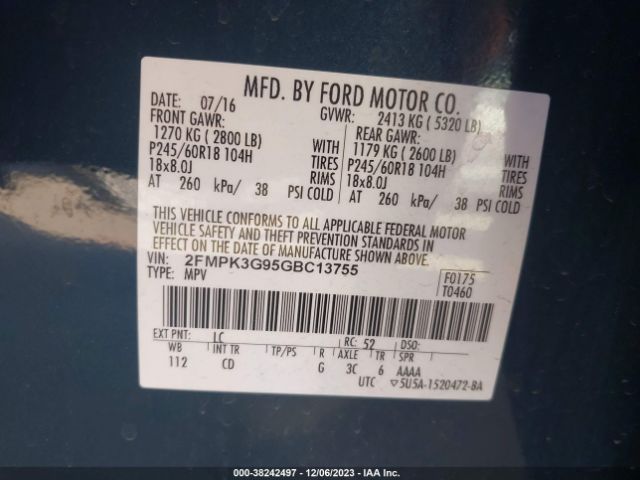 Photo 8 VIN: 2FMPK3G95GBC13755 - FORD EDGE 