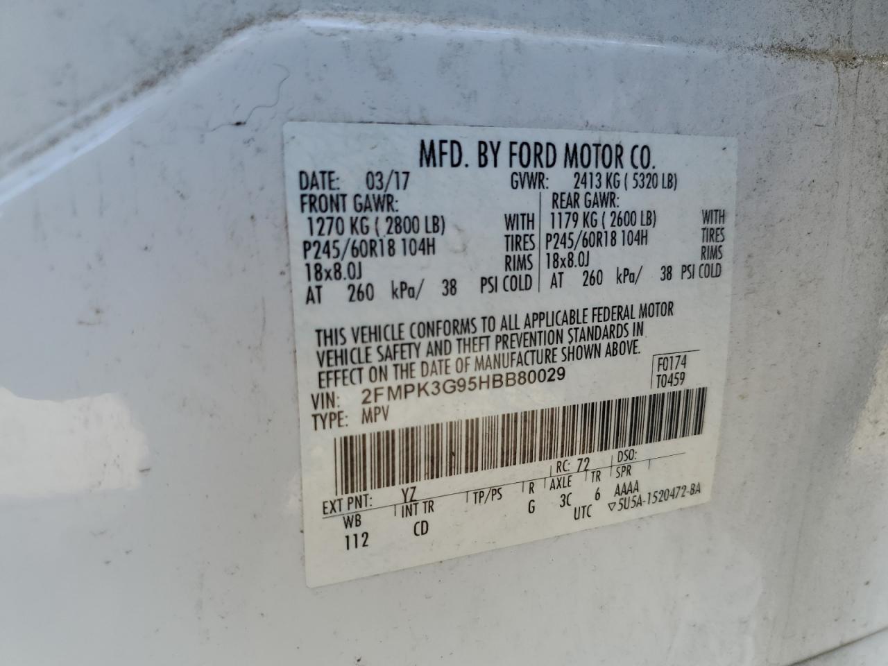 Photo 13 VIN: 2FMPK3G95HBB80029 - FORD EDGE 