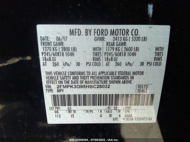 Photo 8 VIN: 2FMPK3G95HBC28032 - FORD EDGE 