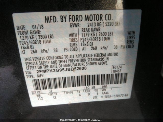 Photo 8 VIN: 2FMPK3G95JBB52608 - FORD EDGE 