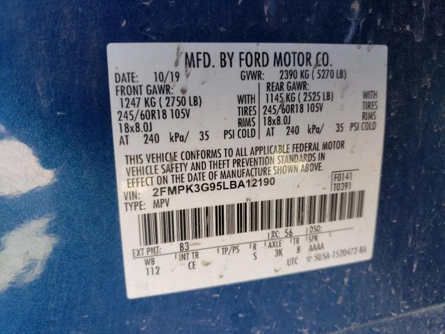 Photo 12 VIN: 2FMPK3G95LBA12190 - FORD EDGE SE 