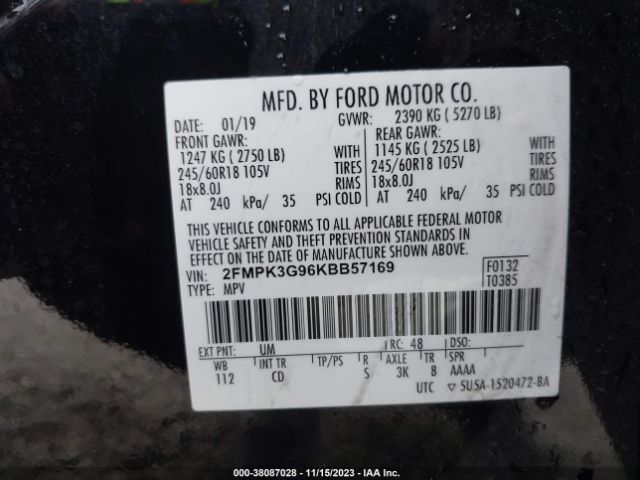 Photo 8 VIN: 2FMPK3G96KBB57169 - FORD EDGE 