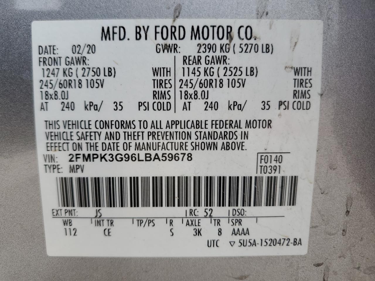 Photo 11 VIN: 2FMPK3G96LBA59678 - FORD EDGE 