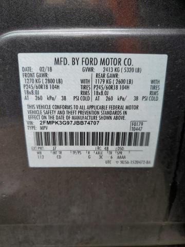 Photo 9 VIN: 2FMPK3G97JBB74707 - FORD EDGE SE 