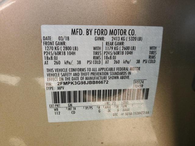 Photo 12 VIN: 2FMPK3G98JBB86672 - FORD EDGE 