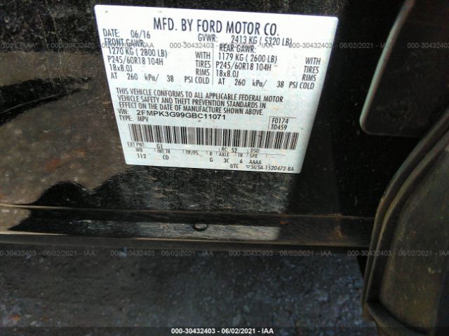 Photo 8 VIN: 2FMPK3G99GBC11071 - FORD EDGE SE 