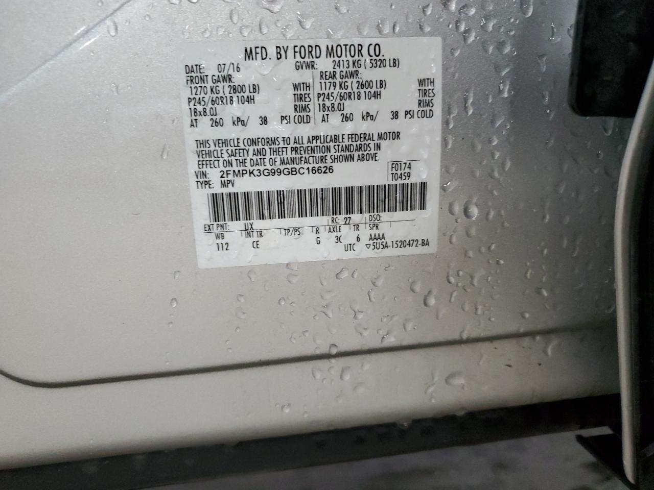 Photo 12 VIN: 2FMPK3G99GBC16626 - FORD EDGE 