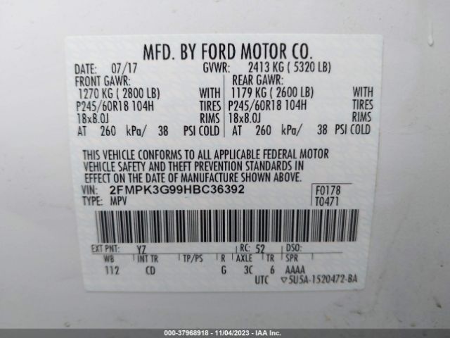 Photo 8 VIN: 2FMPK3G99HBC36392 - FORD EDGE 