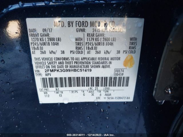 Photo 8 VIN: 2FMPK3G99HBC51619 - FORD EDGE 