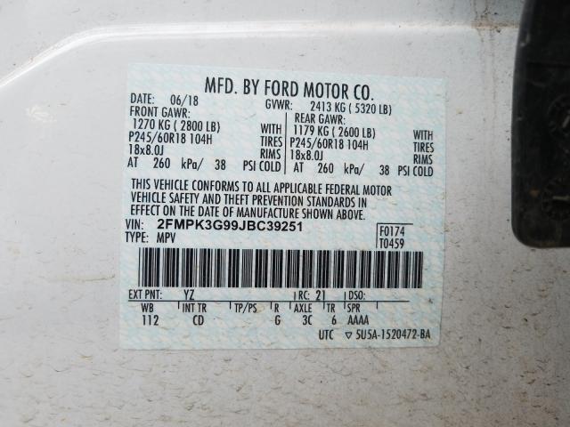 Photo 9 VIN: 2FMPK3G99JBC39251 - FORD EDGE SE 