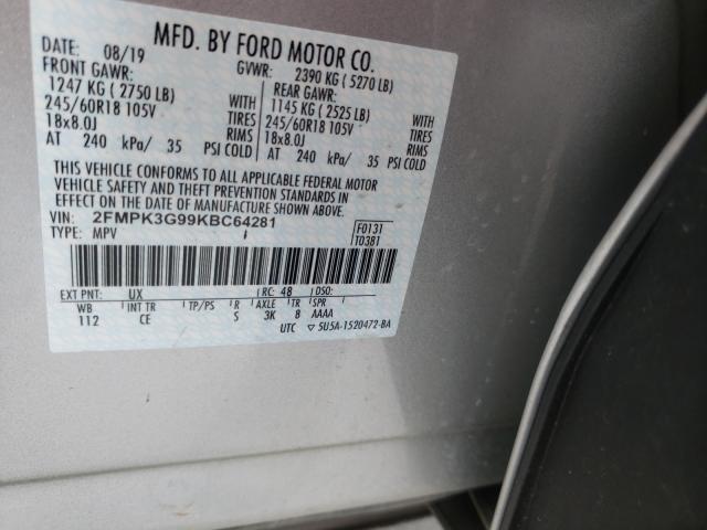 Photo 9 VIN: 2FMPK3G99KBC64281 - FORD EDGE SE 